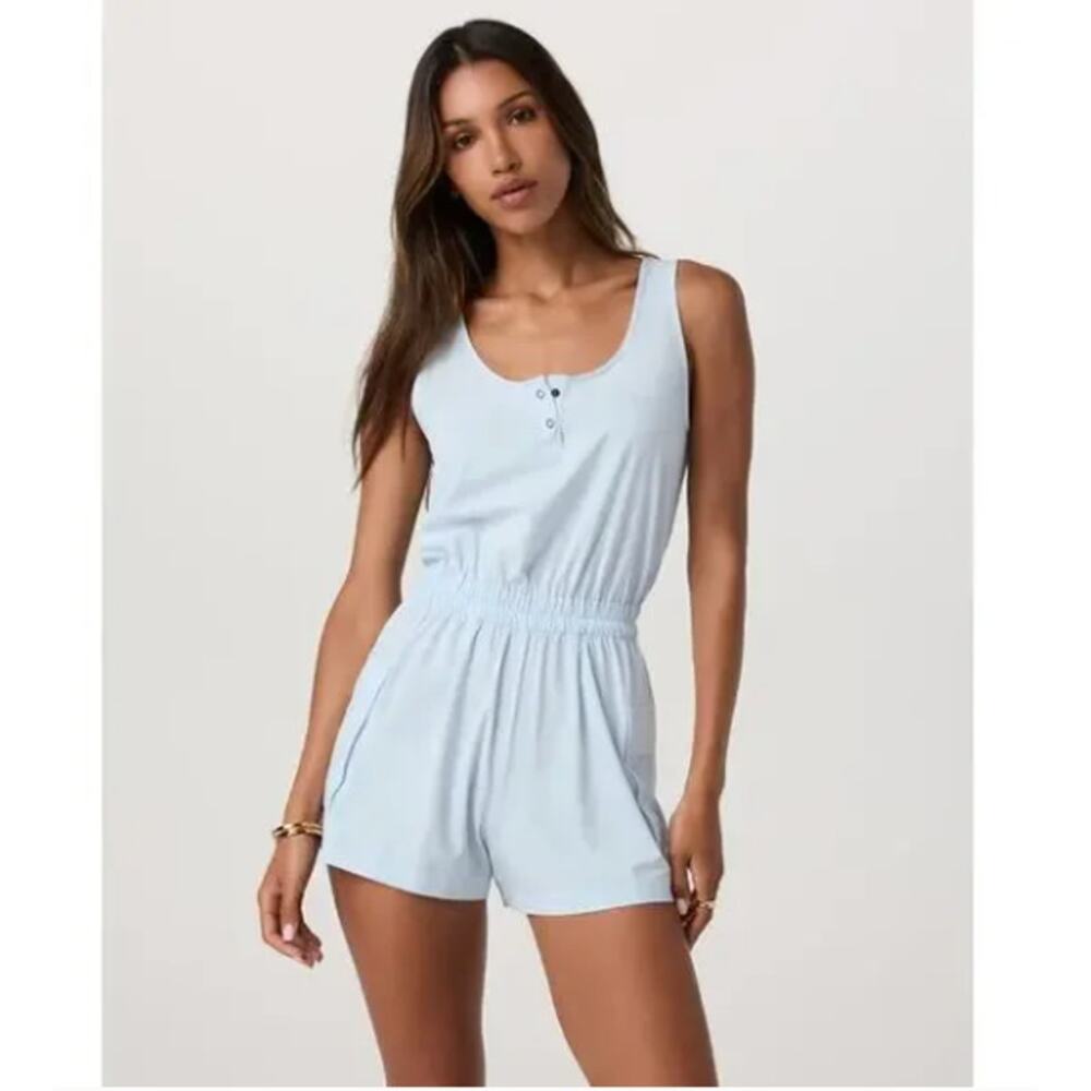 NWT Vuori Villa Utility Romper in Light Mist Blue S